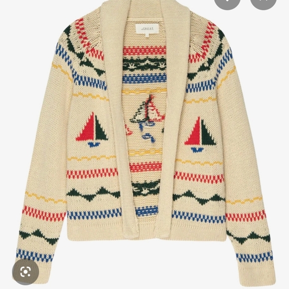 The Great Sailboat Lodge Cardigan (Cream Multi) - Picture 2 of 6